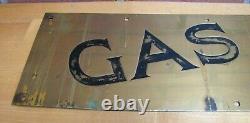 GAS APPLIANCES Antique Hardware Store Brass Advertising Sign Door Push Kickplate