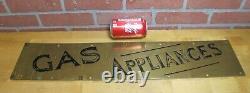 GAS APPLIANCES Antique Hardware Store Brass Advertising Sign Door Push Kickplate