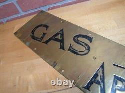 GAS APPLIANCES Antique Hardware Store Brass Advertising Sign Door Push Kickplate