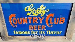GOETZ BEER VINTAGE SIGN COUNTRY CLUB Light BAR STORE antique RARE GLASS OLD OLD