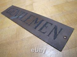 Gentlemen Original Brass Impressed Sign Old Antique Restroom Bathrooom Bar Pub