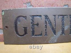 Gentlemen Original Brass Impressed Sign Old Antique Restroom Bathrooom Bar Pub