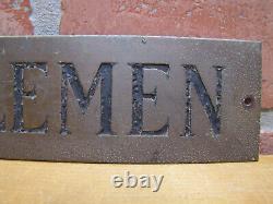 Gentlemen Original Brass Impressed Sign Old Antique Restroom Bathrooom Bar Pub