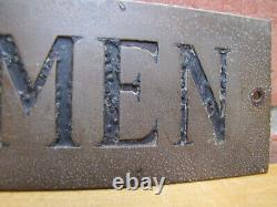 Gentlemen Original Brass Impressed Sign Old Antique Restroom Bathrooom Bar Pub