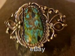 Gorgeous Antique Old Pawn Signed Turquoise/Sterling Silver Cuff Bracelet