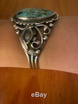 Gorgeous Antique Old Pawn Signed Turquoise/Sterling Silver Cuff Bracelet