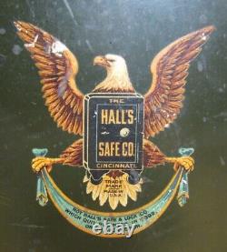 HALL'S SAFE Co CINCINNATI USA pat1906 EAGLE Antique Steel Panel Part Sign Ad