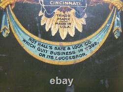 HALL'S SAFE Co CINCINNATI USA pat1906 EAGLE Antique Steel Panel Part Sign Ad