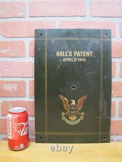 HALL'S SAFE Co CINCINNATI USA pat1906 EAGLE Antique Steel Panel Part Sign Ad