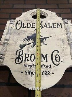 Halloween Witch Olde Salem Colonial Rustic Gothic Sign Painting Old Antique Look