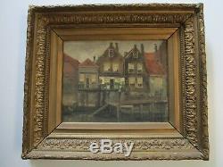 Hanau Antique 19th Century Old Oil Painting Amsterdam Landscape Impressionist