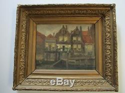 Hanau Antique 19th Century Old Oil Painting Amsterdam Landscape Impressionist