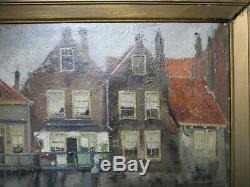 Hanau Antique 19th Century Old Oil Painting Amsterdam Landscape Impressionist