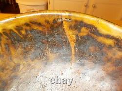 Hand Carved Wonderful Burl Round Bowl From The 1800s Old Make Do Repair On Edge