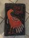 Hand Made Primitive Style Hooked Rug Turkey Thanksgiving Old Tom Rusty Oranges