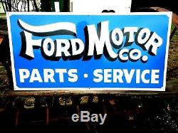 Hand Painted Antique Vintage Old Style FORD MOTOR CO Parts Service 36Blue Sign