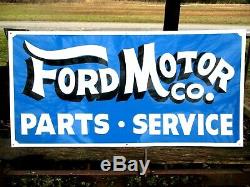 Hand Painted Antique Vintage Old Style FORD MOTOR CO Parts Service 36Blue Sign