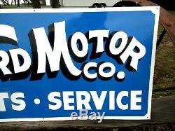 Hand Painted Antique Vintage Old Style FORD MOTOR CO Parts Service 36Blue Sign