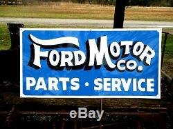 Hand Painted Antique Vintage Old Style FORD MOTOR CO Parts Service 36Blue Sign