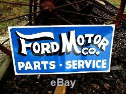 Hand Painted Antique Vintage Old Style FORD MOTOR CO Parts Service 36Blue Sign