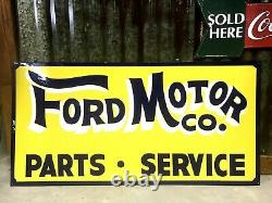 Hand Painted Antique Vintage Old Style FORD MOTOR CO Parts Service 36 Sign Yell