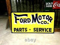 Hand Painted Antique Vintage Old Style FORD MOTOR CO Parts Service 36 Sign Yell