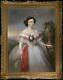 Hand Painted Old Master-art Antique Oil Painting Portrait Noblewoman On Canvas