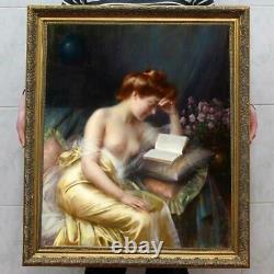 Hand Painted Old Master-Art Antique Oil Painting Portrait noblewoman on canvas