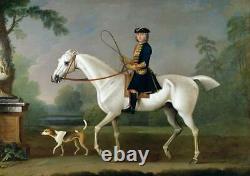 Hand painted Old Master-Art Antique Oil Painting aga horse dog on canvas 30x40