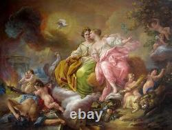 Hand-painted Old Master-Art Antique Oil Painting angel nude girl on canvas
