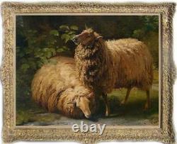 Hand-painted Old Master-Art Antique Oil Painting animal sheep on canvas 30X40