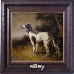 Hand-painted Old Master-Art Antique Oil Painting hunt dog on canvas 24X24