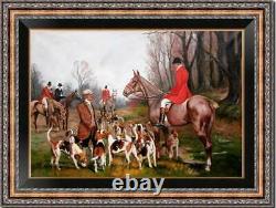 Hand painted Old Master-Art Antique Oil Painting hunting dog on canvas 24x36