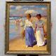 Hand Painted Old Master-art Antique Oil Painting Noblewoman Seaside On Canvas