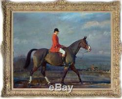 Hand painted Old Master-Art Portrait Antique Oil Painting aga horse on canvas