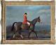 Hand Painted Old Master-art Portrait Antique Oil Painting Aga Horse On Canvas