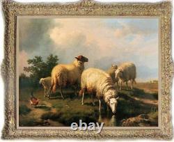 Hand painted Old Master-art Antique Oil painting Animal Portrait sheep on canvas