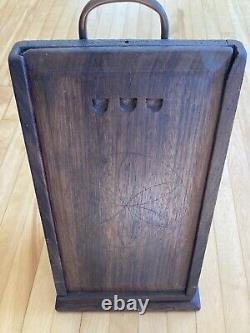 Hex Sign! Antique 19th C Walnut Large Slide Top Grater Box Old Nail PA Dutch