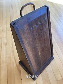 Hex Sign! Antique 19th C Walnut Large Slide Top Grater Box Old Nail PA Dutch