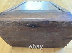 Hex Sign! Antique 19th C Walnut Large Slide Top Grater Box Old Nail PA Dutch