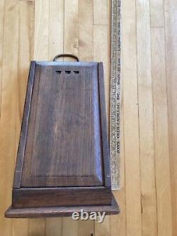 Hex Sign! Antique 19th C Walnut Large Slide Top Grater Box Old Nail PA Dutch