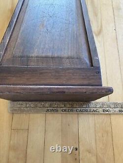 Hex Sign! Antique 19th C Walnut Large Slide Top Grater Box Old Nail PA Dutch