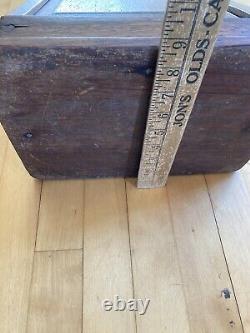 Hex Sign! Antique 19th C Walnut Large Slide Top Grater Box Old Nail PA Dutch