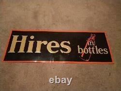 Hires root beer sign Black And Orange with Bottle Embossed Nice Antique Old
