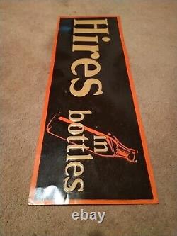 Hires root beer sign Black And Orange with Bottle Embossed Nice Antique Old