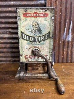 Hoffman's Old Time Brand Roasted Antique Coffee Grinder Country Store tin sign