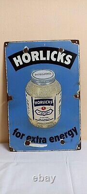 Horlicks Antique Vintage Advertisement Tin Enamel Porcelain Sign Board Old F-79