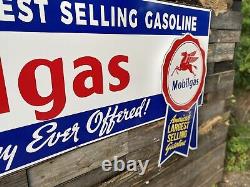 Huge Antique Vintage Old Style Mobilgas Ribbon Service Station Sign