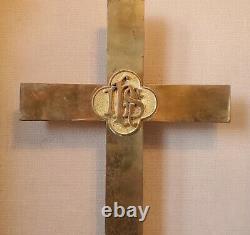 IHS crucifix antique Jesus Christ brass (Signed GORHAM CO.) alter cross 24