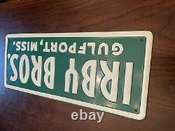 IRBY BROS Gulfport MISS Sign Tag License Plate Antique New Old Stock